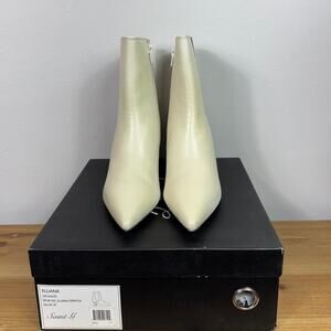 Saint G Elliana Off White Leather Sculpted Heel Chelsea Boots Women's Size EU 39